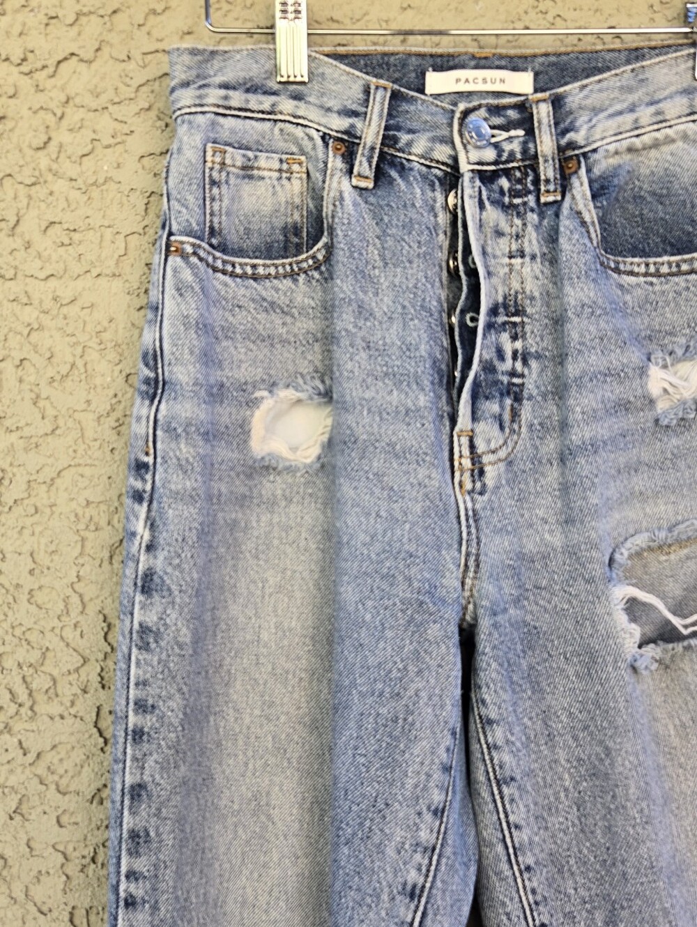 Pac Sun Dad Jeans Vintage-Style Distressed Light Blue Women’s Jeans - Picture 2 of 11